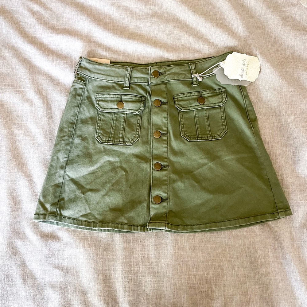 NWT Altar’d State Green Button Down Mini Skirt
